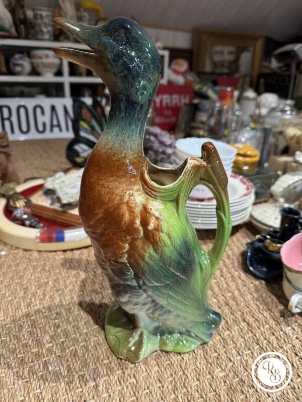 Magnifique Pichet en Barbotine et en forme de Canard - Faïencerie de Saint Clément - Signé - Collection - Décoration - Image 2