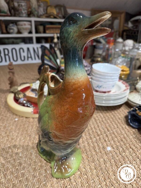 Magnifique Pichet en Barbotine et en forme de Canard - Faïencerie de Saint Clément - Signé - Collection - Décoration - Image 6