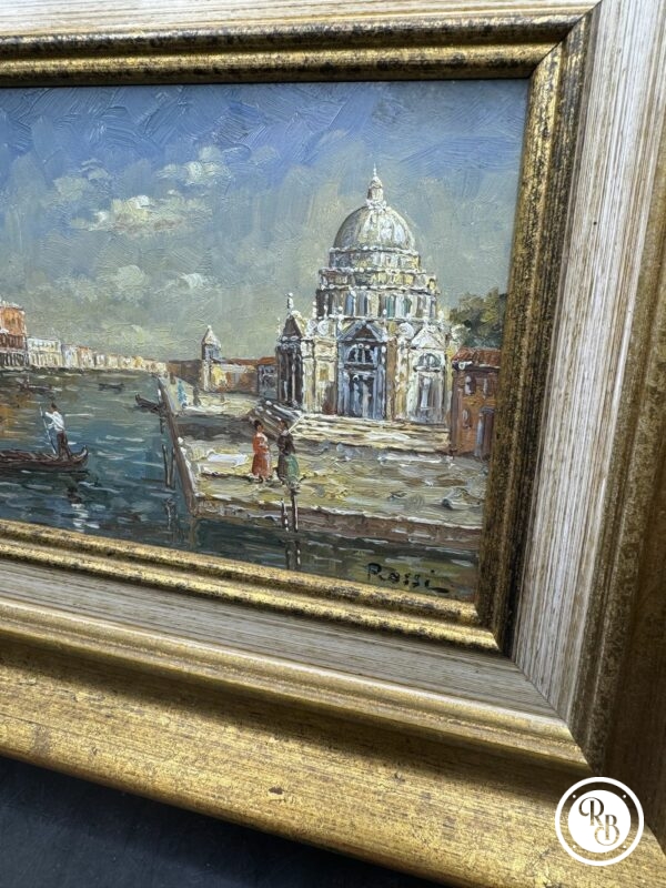Magnifique huile originale sur bois de "Rossi" représentant Venise - Italie - Tableau de petit format - Image 4