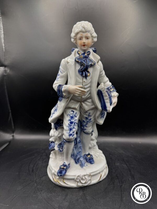 Rare et ancienne statuette/Figurine en porcelaine blanche et bleue - Italie - Capodimente - Collection - Décoration – Image 6