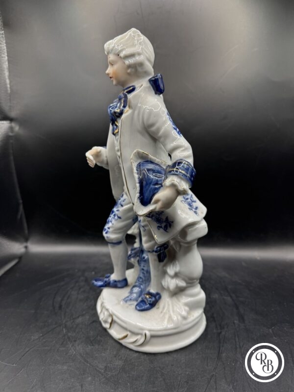Rare et ancienne statuette/Figurine en porcelaine blanche et bleue - Italie - Capodimente - Collection - Décoration – Image 2