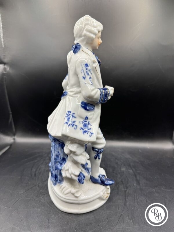 Rare et ancienne statuette/Figurine en porcelaine blanche et bleue - Italie - Capodimente - Collection - Décoration – Image 4