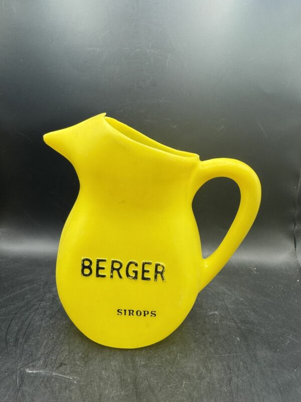 Pichet en plastique jaune - objet publicitaire - Berger sirop  - Décoration - Collection - Pastis - Bistrot - Bar - Café - Vintage – Image 3