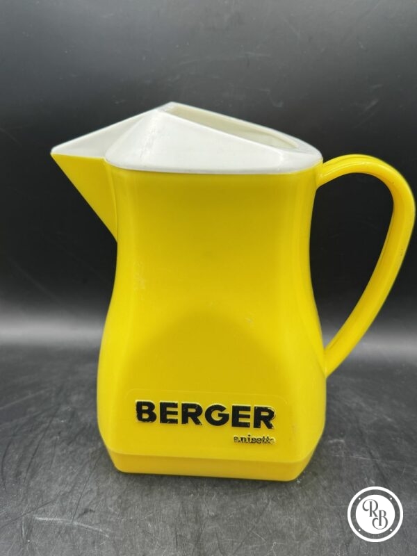 Ancien Pichet en plastique jaune et blanc des années 70 et de la marque Berger anisette - Pastis - Double inscription - Décoration Café/Bistrot/Bar - Vintage – Image 3