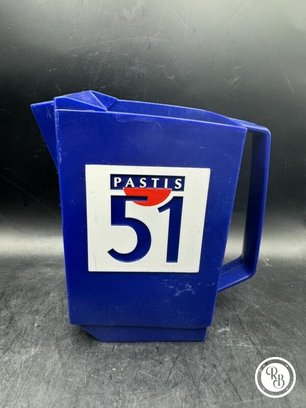 Ancien haut Pichet en plastique bleu et blanc des années 70 et de la marque Pastis 51 - Double inscription - Décoration Café/Bistrot/Bar - Vintage – Image 3