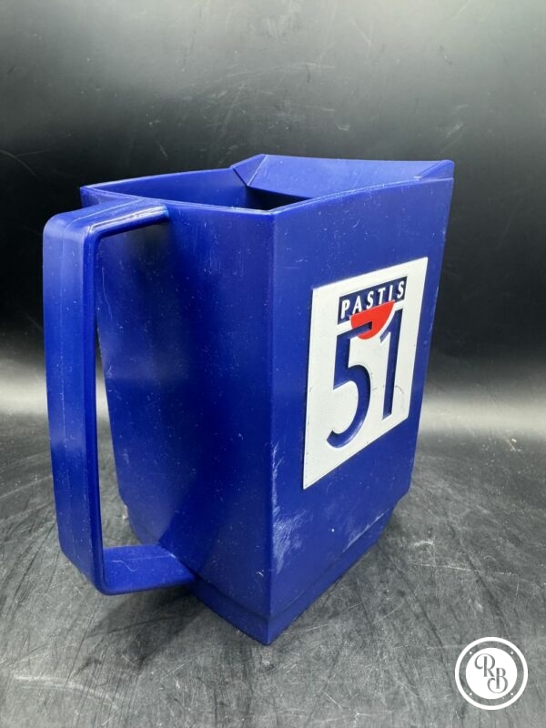 Ancien haut Pichet en plastique bleu et blanc des années 70 et de la marque Pastis 51 - Double inscription - Décoration Café/Bistrot/Bar - Vintage – Image 2