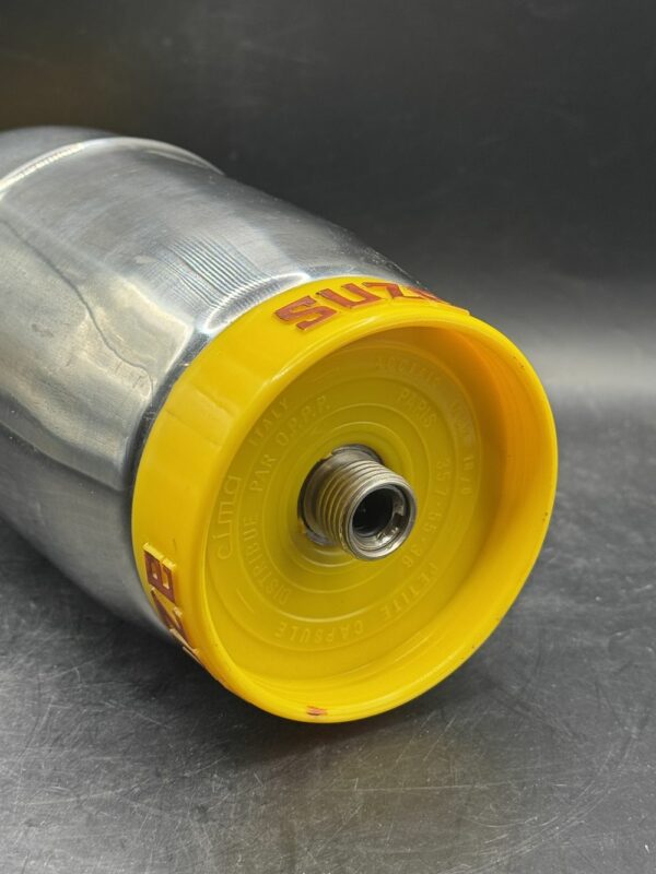 Rare et Magnifique Bouteille/Siphon à eau de la marque Suze des années 70 - En Inox et plastique jaune - Collection - Déco bar - Bistrot - Café - Vintage – Image 4
