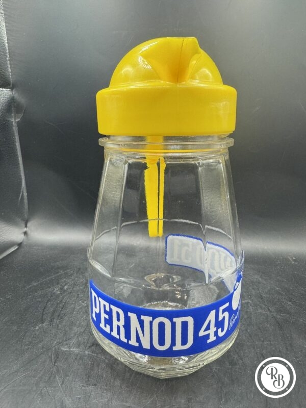 Ancien Pichet haut en verre et en plastique jaune des années 60/70 de la marque Pernod 45 - Pernod 51 - Anisette - Décoration Café/Bistrot/Bar - Vintage – Image 3