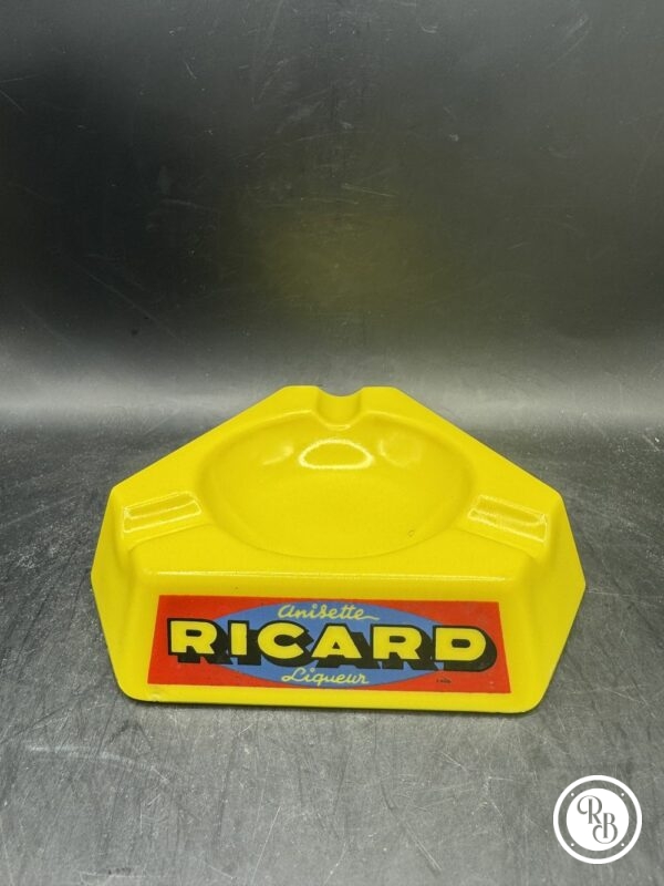 Cendrier en Opalex jaune des années 60/70 de la marque Ricard - Triple inscription - Collection - Décoration Café/Bistrot/Bar - Vintage – Image 2
