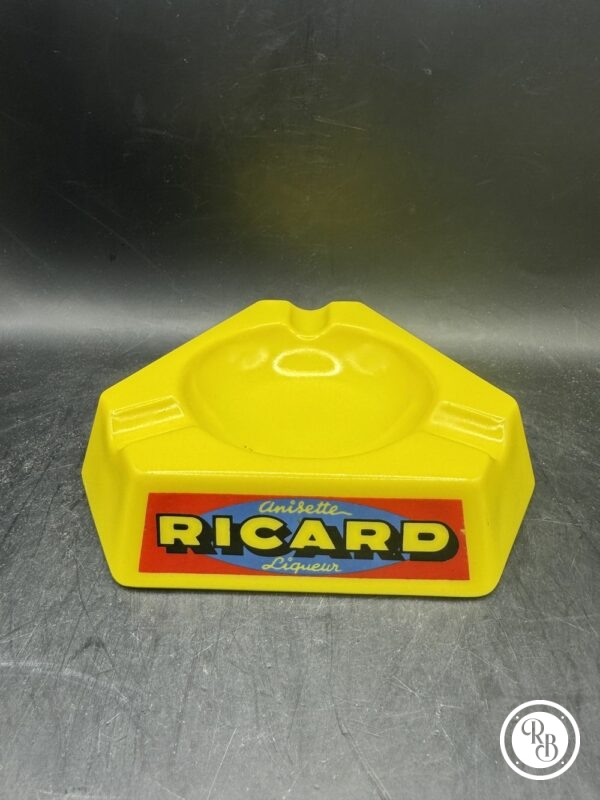 Cendrier en Opalex jaune des années 60/70 de la marque Ricard - Triple inscription - Collection - Décoration Café/Bistrot/Bar - Vintage – Image 3