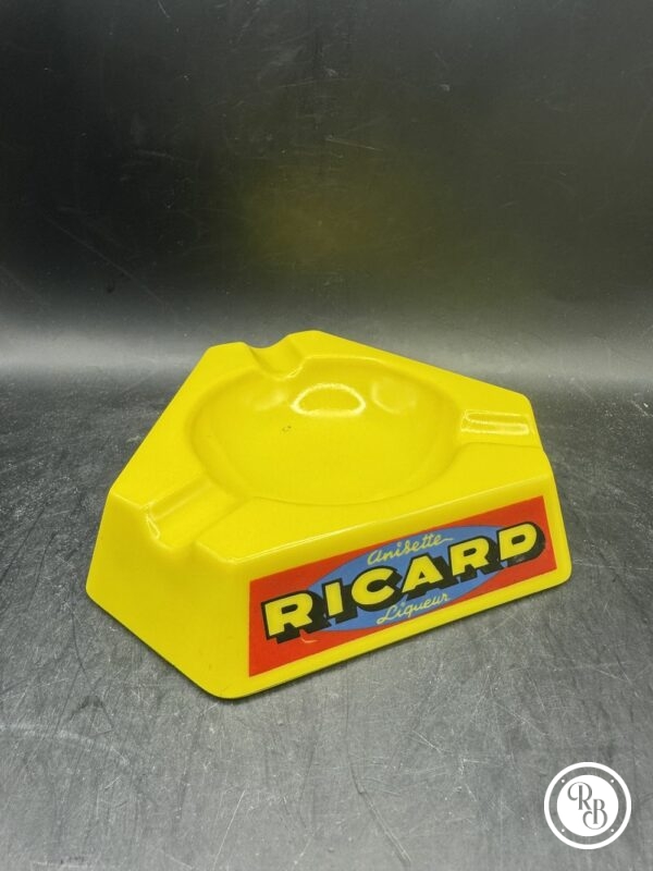 Cendrier en Opalex jaune des années 60/70 de la marque Ricard - Triple inscription - Collection - Décoration Café/Bistrot/Bar - Vintage – Image 4