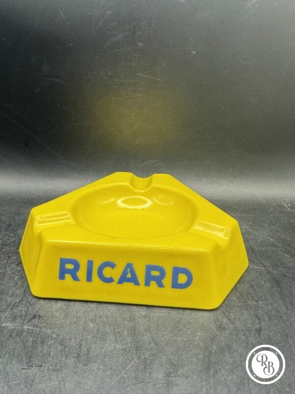 Cendrier en Opalex jaune des années 60/70 de la marque Ricard (2) - Triple inscription - Collection - Décoration Café/Bistrot/Bar - Vintage – Image 2