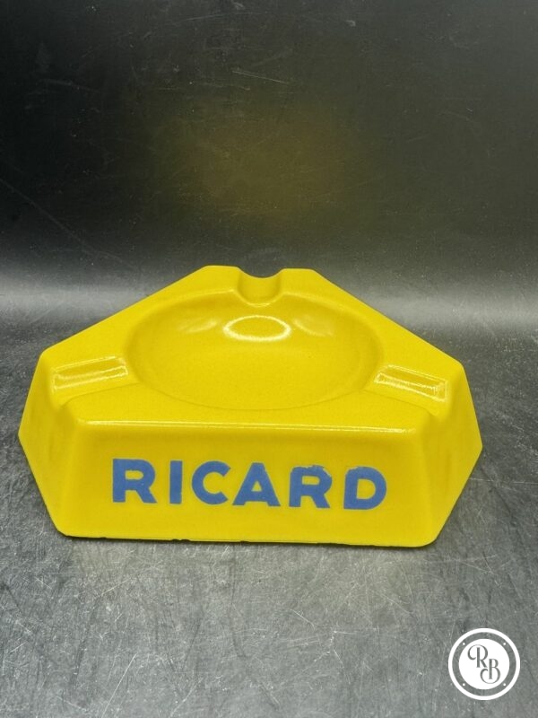 Cendrier en Opalex jaune des années 60/70 de la marque Ricard (2) - Triple inscription - Collection - Décoration Café/Bistrot/Bar - Vintage – Image 3