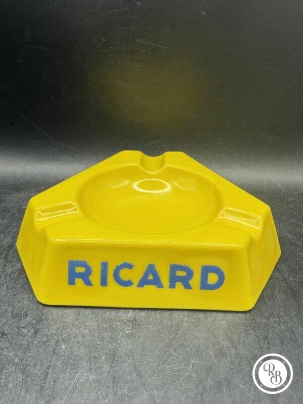 Cendrier en Opalex jaune des années 60/70 de la marque Ricard (2) - Triple inscription - Collection - Décoration Café/Bistrot/Bar - Vintage – Image 4