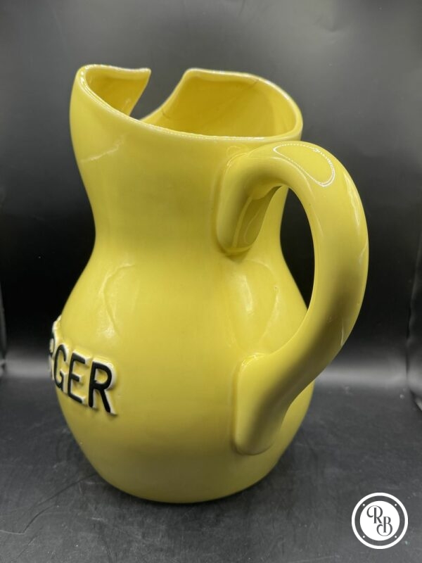 Ancien et rare grand Pichet/broc (3 litres) en céramique jaune des années 60/70 de la marque Berger anisette - Pastis - Double inscription - Décoration Café/Bistrot/Bar - Vintage – Image 3