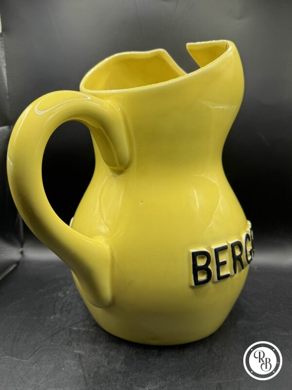 Ancien et rare grand Pichet/broc (3 litres) en céramique jaune des années 60/70 de la marque Berger anisette - Pastis - Double inscription - Décoration Café/Bistrot/Bar - Vintage – Image 4