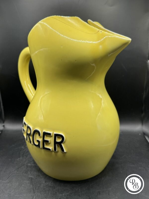 Ancien et rare grand Pichet/broc (3 litres) en céramique jaune des années 60/70 de la marque Berger anisette - Pastis - Double inscription - Décoration Café/Bistrot/Bar - Vintage – Image 5