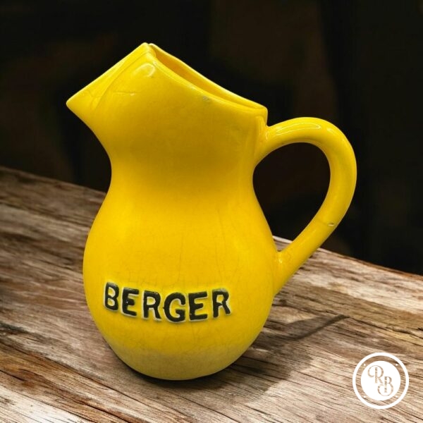 Ancien Pichet en céramique jaune des années 60/70 de la marque Berger anisette - Pastis - Double inscription