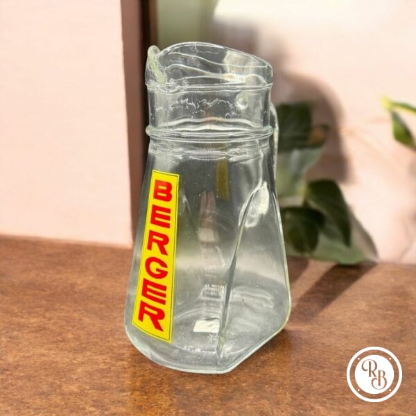 Ancien Pichet en verre des années 60/70 de la marque Berger (écrit devant en orange) - Anisette - Pastis