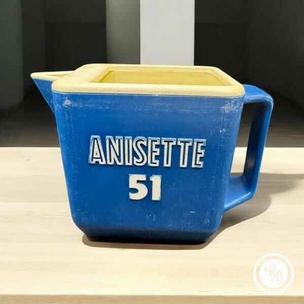 Ancien Pichet en plastique bleu et blanc des années 70 et de la marque Pastis 51 anisette - Double inscription - Décoration Café/Bistrot/Bar - Vintage
