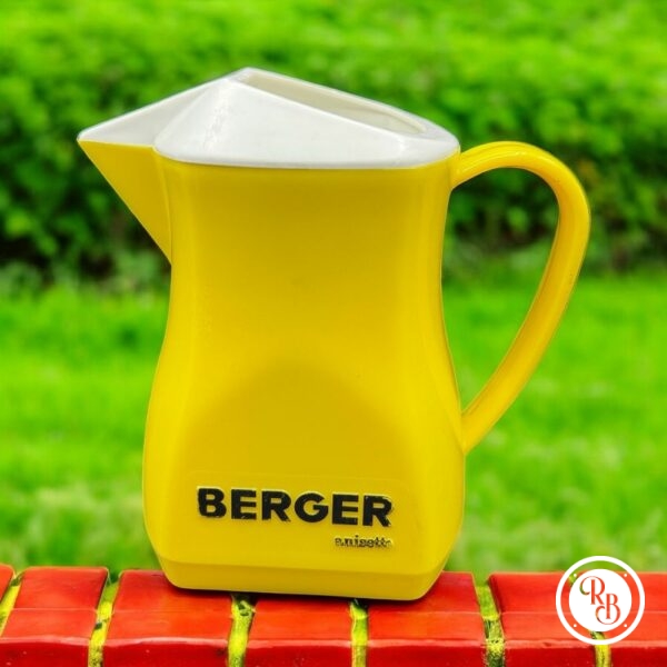 Ancien Pichet en plastique jaune et blanc des années 70 et de la marque Berger anisette - Pastis - Double inscription - Décoration Café/Bistrot/Bar - Vintage