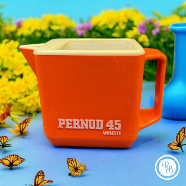 Ancien Pichet en plastique orange et blanc des années 70 et de la marque Pernod 45 anisette - Pastis - Double inscription - Décoration Café/Bistrot/Bar - Vintage