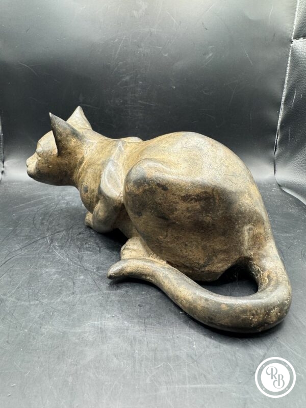 Rare Pierre Chenet (École du 20e siècle) - Sculpture Chat à l’affût - Bronze à patine brune -Cachet de la couronne et cachet de la signature sous le ventre - Décoration - Collection – Image 5