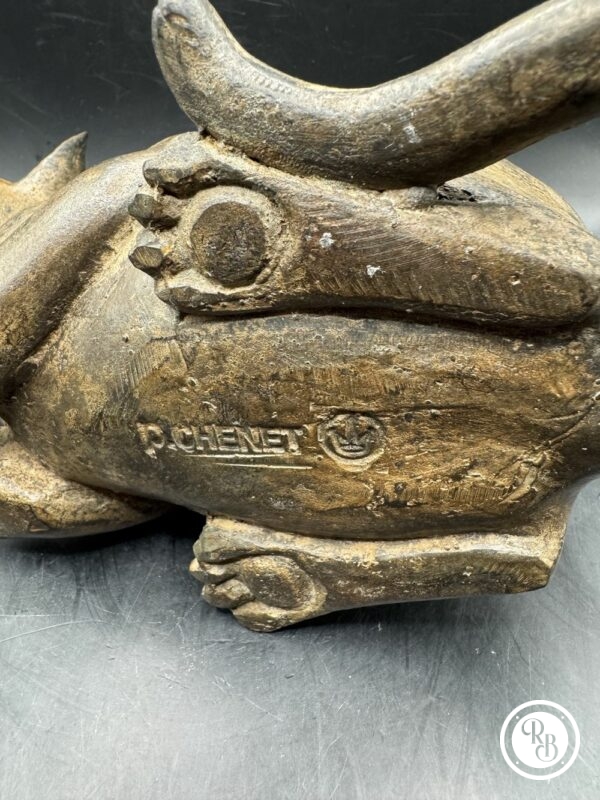 Rare Pierre Chenet (École du 20e siècle) - Sculpture Chat à l’affût - Bronze à patine brune -Cachet de la couronne et cachet de la signature sous le ventre - Décoration - Collection – Image 7