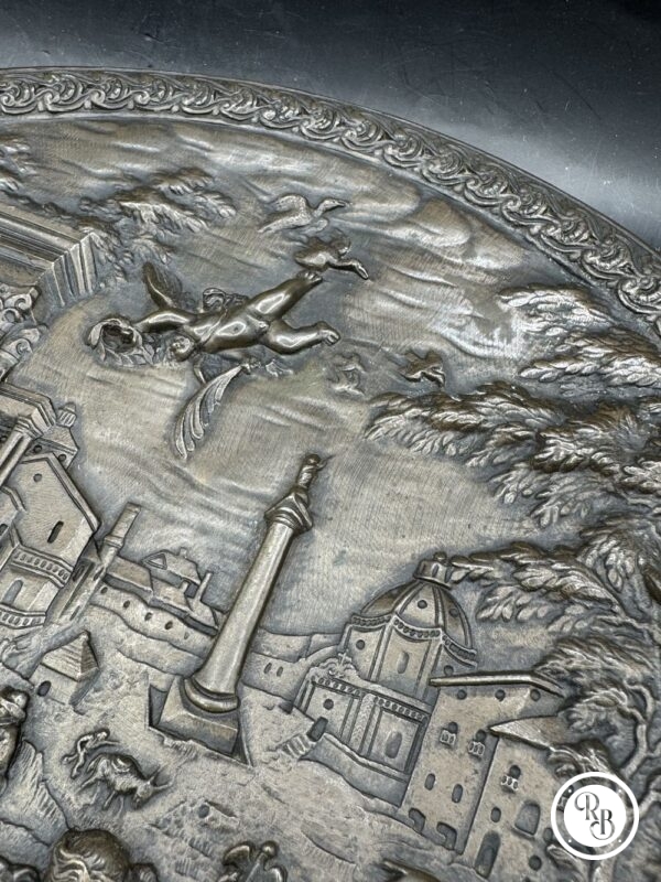 Rare bas relief - Grand médaillon en Bronze Hans Jacob Bayr - Allemagne - Minerve conduisant l'Allégorie de la Peinture vers les Arts libéraux - Décoration - Collection – Image 5