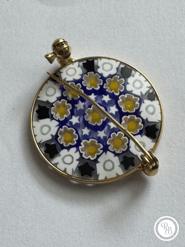 Rare et unique broche en verre Vénitien faite à la main - Murano - Venise - Millefiori - Décoration florale - Cerclage en métal doré - Bijoux - Pendentif - Cadeau idéal – Image 4