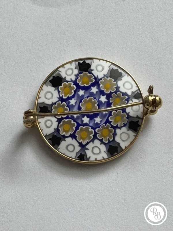 Rare et unique broche en verre Vénitien faite à la main - Murano - Venise - Millefiori - Décoration florale - Cerclage en métal doré - Bijoux - Pendentif - Cadeau idéal – Image 5