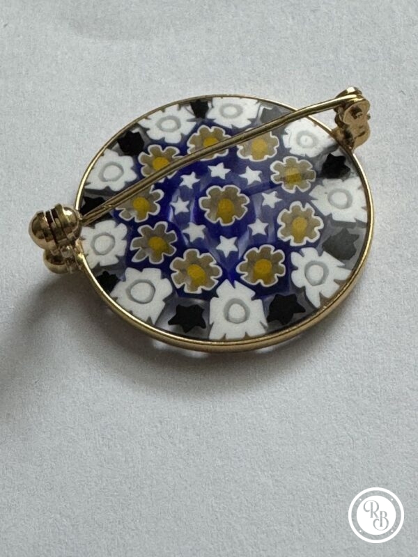 Rare et unique broche en verre Vénitien faite à la main - Murano - Venise - Millefiori - Décoration florale - Cerclage en métal doré - Bijoux - Pendentif - Cadeau idéal – Image 6