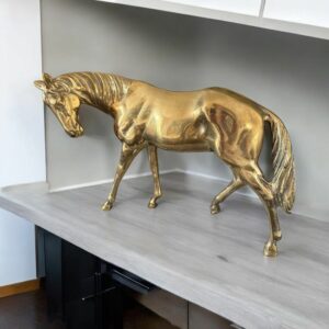 Magnifique statuette de cheval/jument en laiton massif doré - Années 60/70 - Décoration - Collection