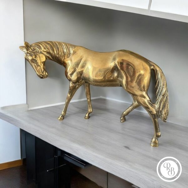 Magnifique statuette de cheval/jument en laiton massif doré - Années 60/70 - Décoration - Collection