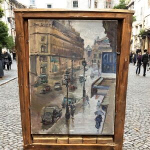 Magnifique huile - Œuvre originale sur toile signée Carlo Cherubini représentant l'avenue de l'Opéra à Paris - Vers 1950 - Tableau - Collection