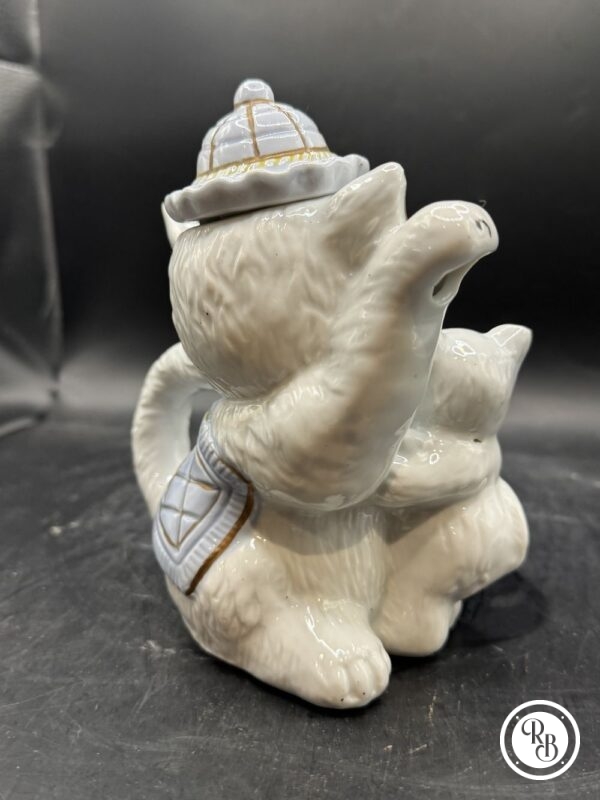 Charmante petite Théière en forme de chat (et son chaton) en faïence blanche peinte à la main - Collection - Déco – Image 4