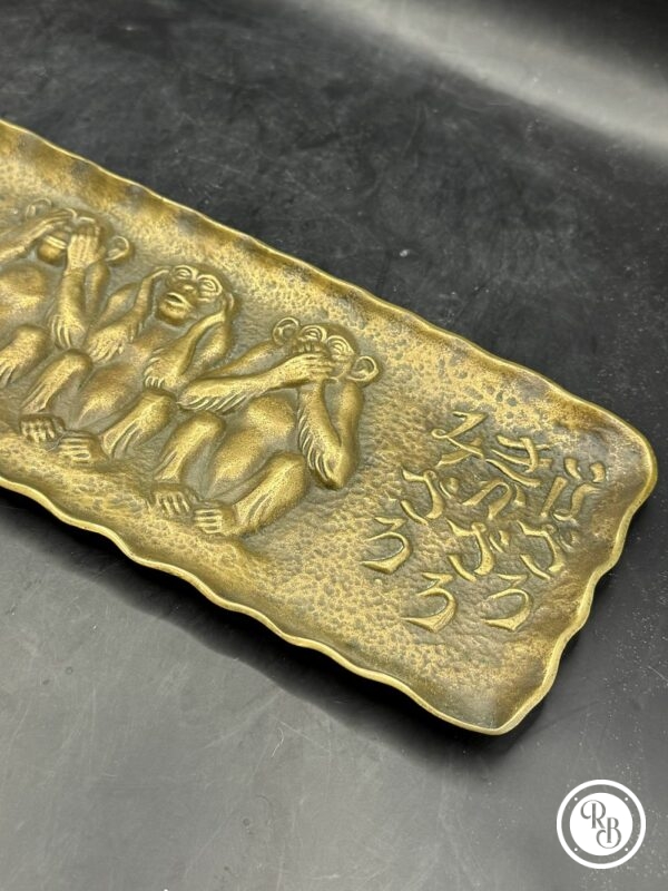 Max Le Verrier - Rare vide poche en bronze représentant trois Singes - "Le Secret du bonheur" - Ensemble original signé - Collection - Décoration – Image 3