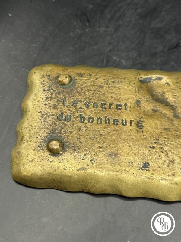 Max Le Verrier - Rare vide poche en bronze représentant trois Singes - "Le Secret du bonheur" - Ensemble original signé - Collection - Décoration – Image 6