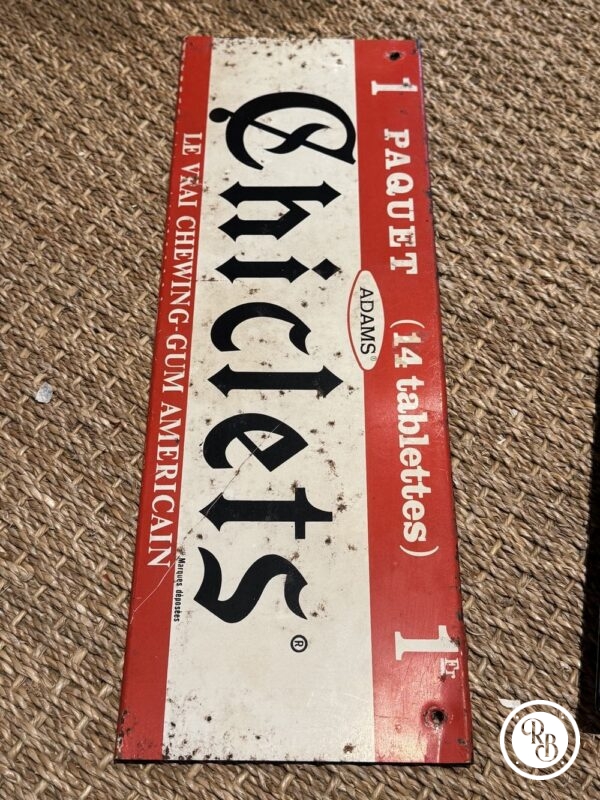 Très rare ancienne Plaque publicitaire en métal 42 x 14 cm - Chewing-gum Chiclets - Usa - Vers 1960 - Déco - Collection – Image 2