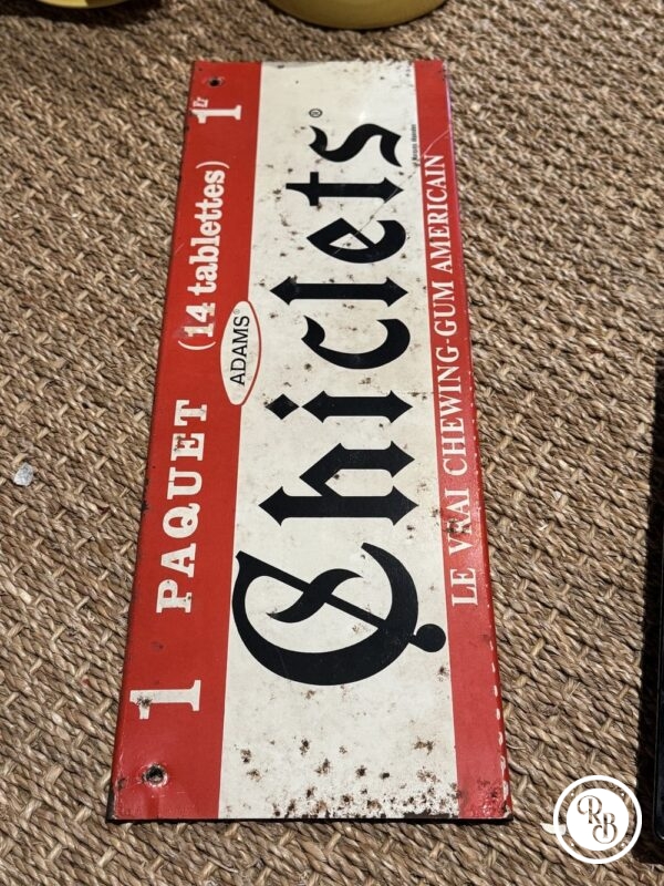 Très rare ancienne Plaque publicitaire en métal 42 x 14 cm - Chewing-gum Chiclets - Usa - Vers 1960 - Déco - Collection – Image 3