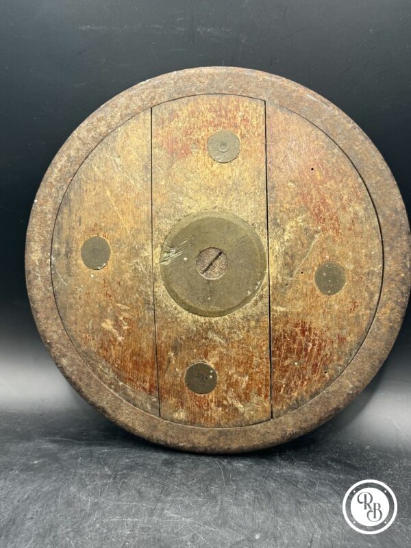 Rare ancien Disque à lancer en bois et métal - Circa 1930 - Discobole - Inscription centrale : Nation - Jeux Olympiques - Athlétisme - Collection - Décoration – Image 2