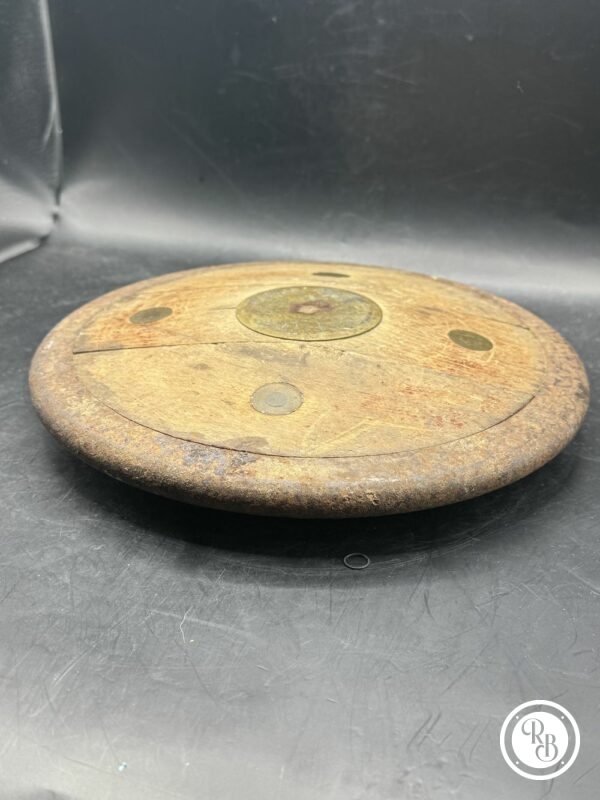 Rare ancien Disque à lancer en bois et métal - Circa 1930 - Discobole - Inscription centrale : Nation - Jeux Olympiques - Athlétisme - Collection - Décoration – Image 3