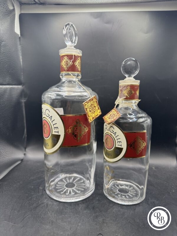Lot de deux anciennes bouteilles de Parfum - Flacons Vintage en verre de Jean Marie Farinay - Eau de Cologne extra vieille - Roger et Gallet - Fabrication française - Collection - Décoration – Image 4