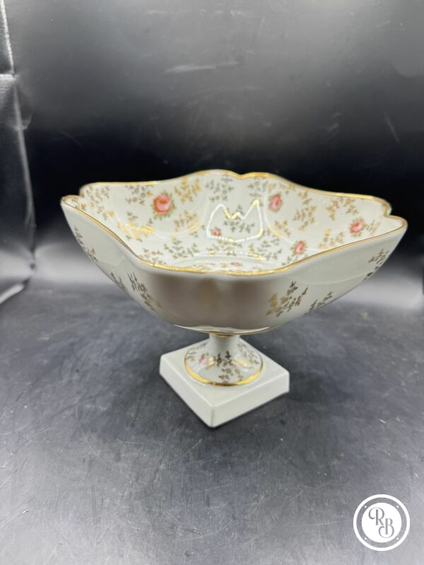 Rare et ancienne coupe à fruits en Porcelaine de Limoges - France - Joli décor foral avec des Roses et ses liserés dorés à la main - Collection - Décoration – Image 7