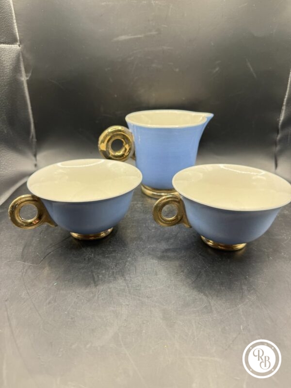 Ancien service Toi & Moi - Nous deux - Faïence ancienne - Véritable Opaque - Bleu - Digoin Sarreguemines  - Collection - Décoration – Image 4