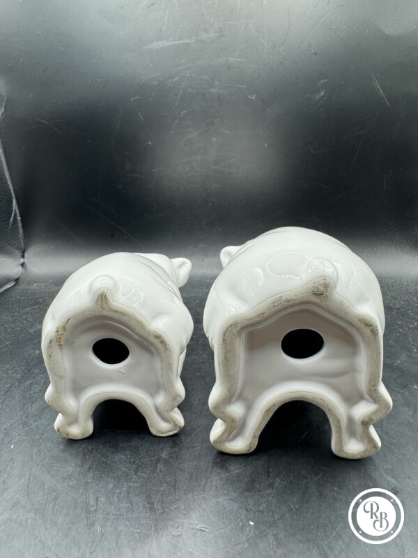 Ensemble/Lot de 2 Statuettes de chien en céramique blanche - Bouledogue/Carlin - Collection - Décoration – Image 7