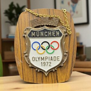 Rare Plaque commémorative en bois des Jeux Olympiques d'été - jo - Munich - München de 1972 - Collection - Décoration - Allemagne
