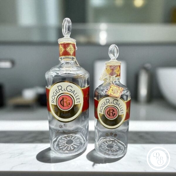 Lot de deux anciennes bouteilles de Parfum - Flacons Vintage en verre de Jean Marie Farinay - Eau de Cologne extra vieille - Roger et Gallet - Fabrication française - Collection - Décoration