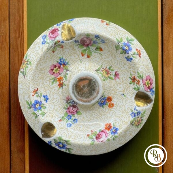 Ancien Cendrier de la maison Paul Lanternier - Limoges - France - Joli décor floral et dorure - Vers 1950 - Collection - Décoration