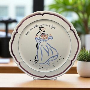 Rare Ancienne grande Assiette/Plat (2) en Faïence, l'ensemble signé Henry Simon - la danse du patois - La Roche sur Yon - Vendée - Fait main - Collection - Décoration